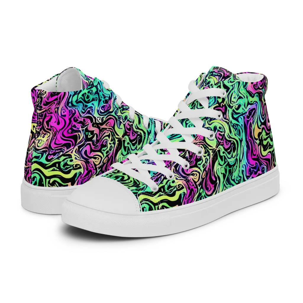Color Shock on Women's High Top Canvas Shoes — Left