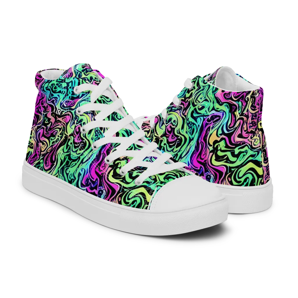Color Shock on Women's High Top Canvas Shoes — Right
