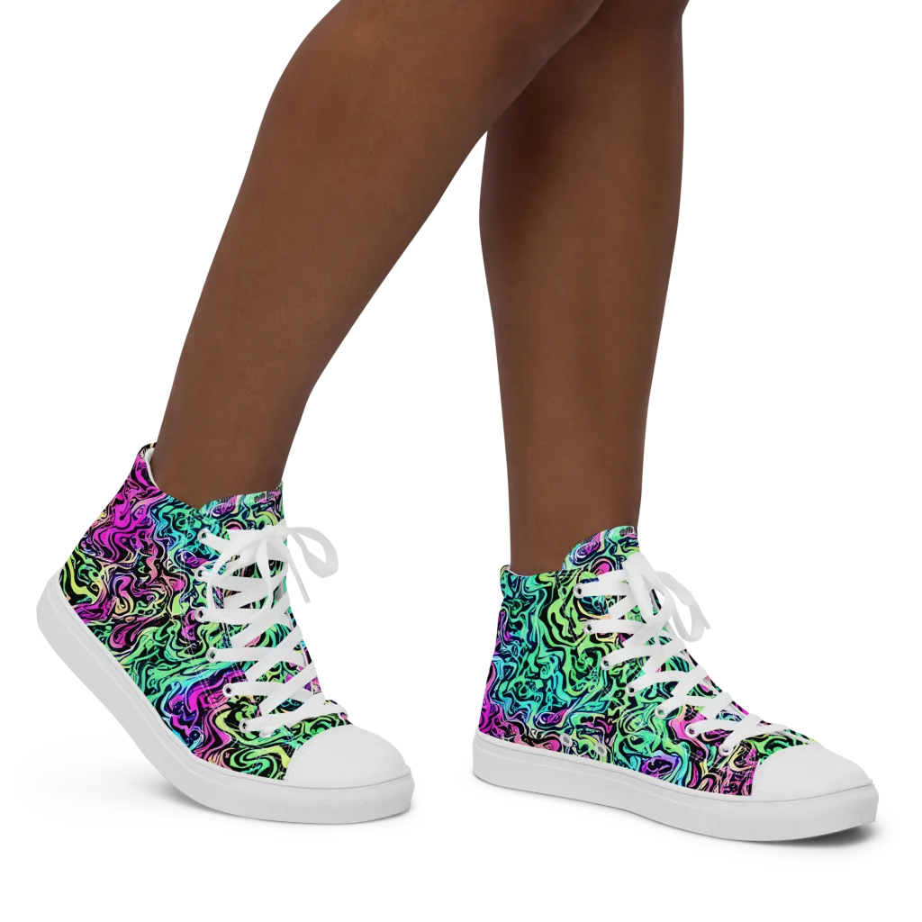 Color Shock on Women's High Top Canvas Shoes — Right