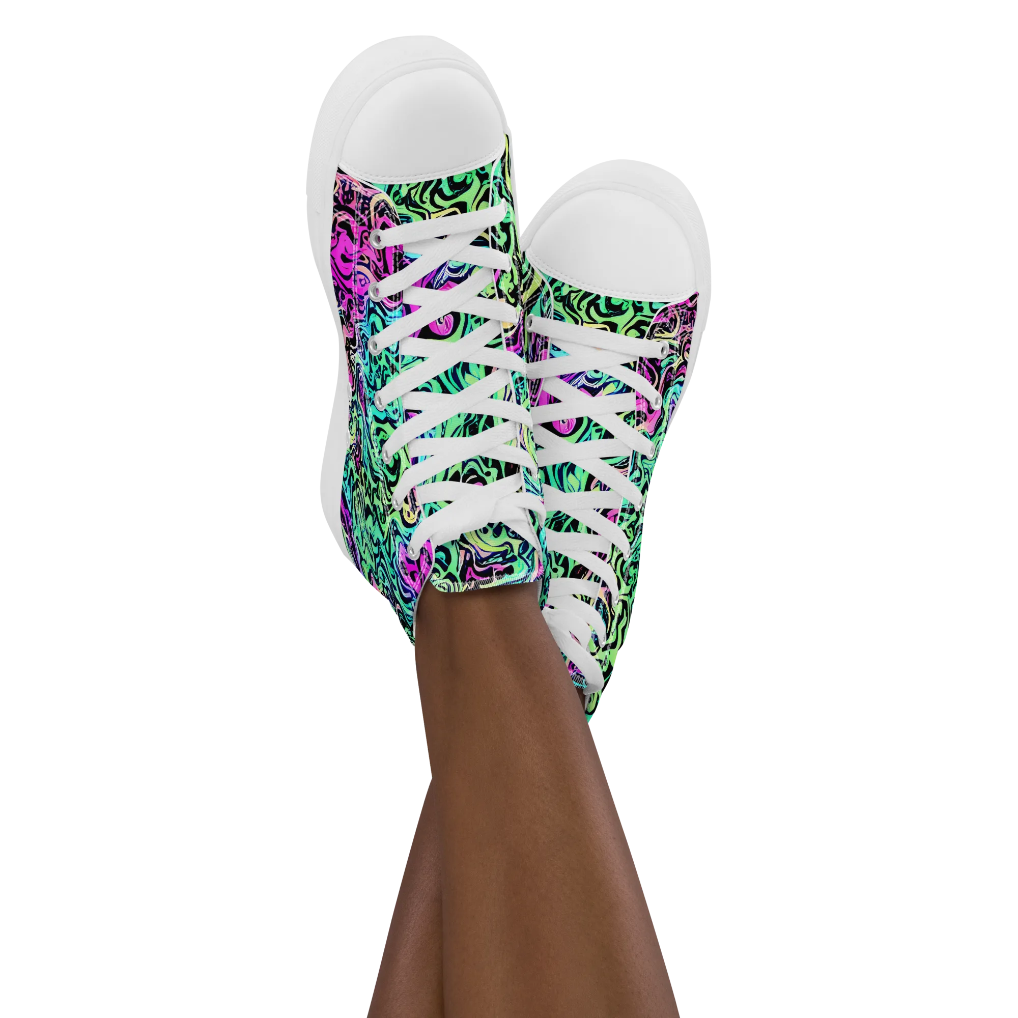 Color Shock on Women's High Top Canvas Shoes — Front