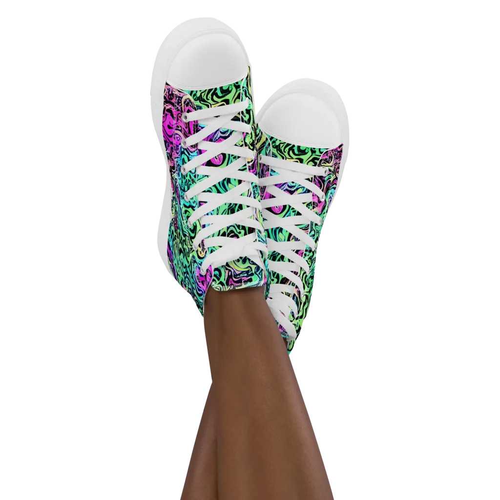 Color Shock on Women's High Top Canvas Shoes — Front