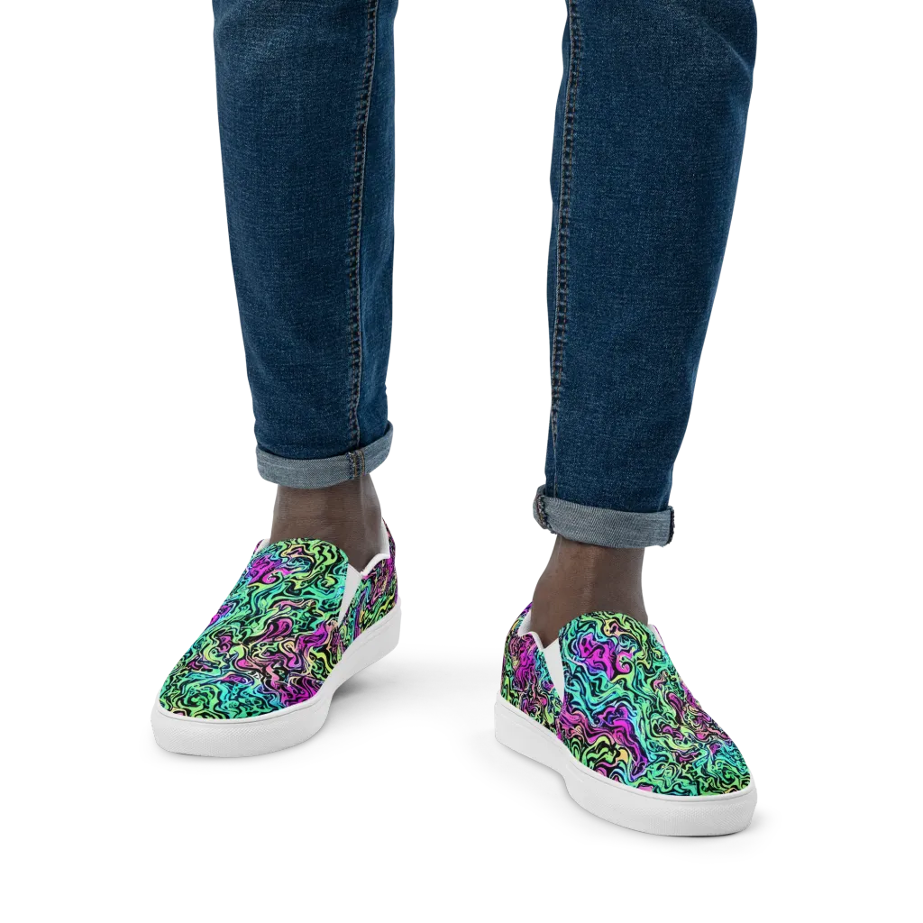 Color Shock on Men's Slip-On Canvas Shoes — Front