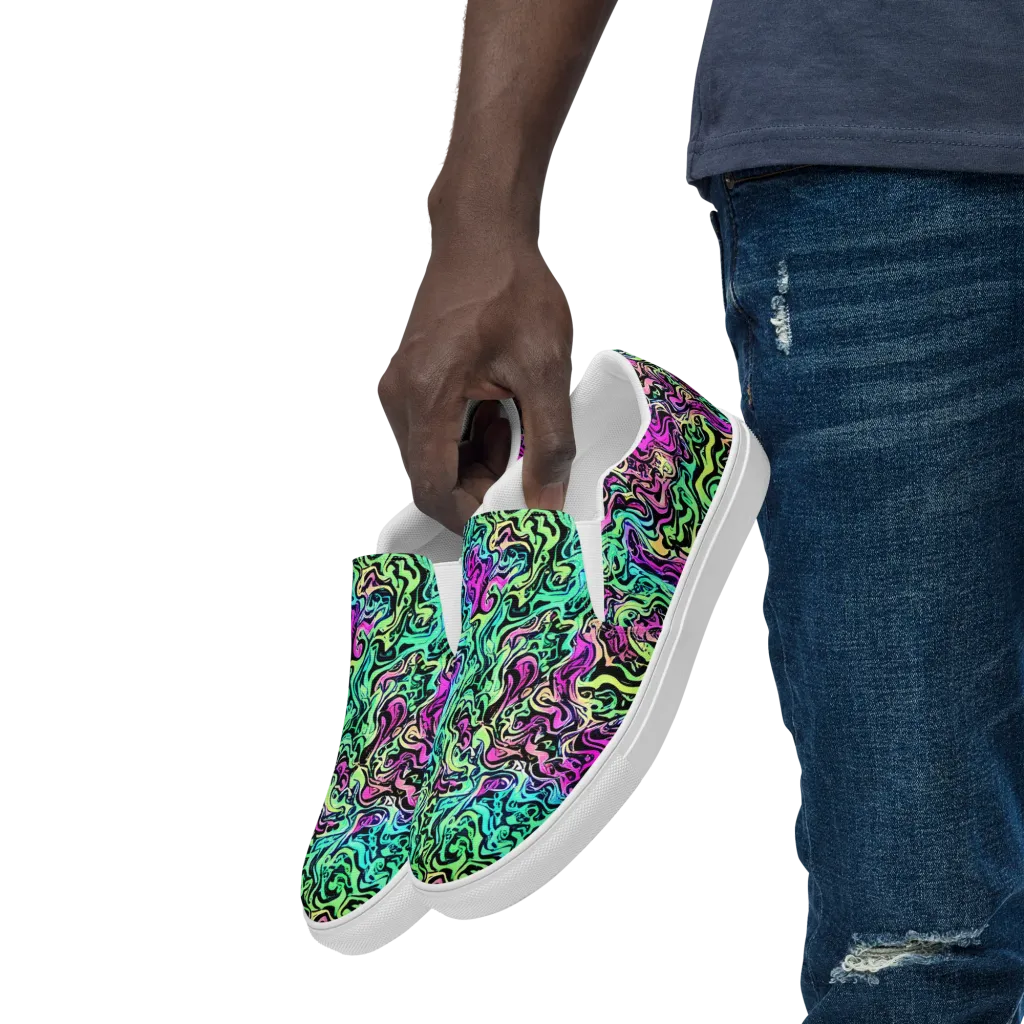 Color Shock on Men's Slip-On Canvas Shoes — Left Front