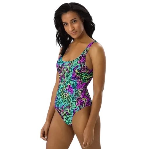 Color Shock on a One-Piece Swimsuit