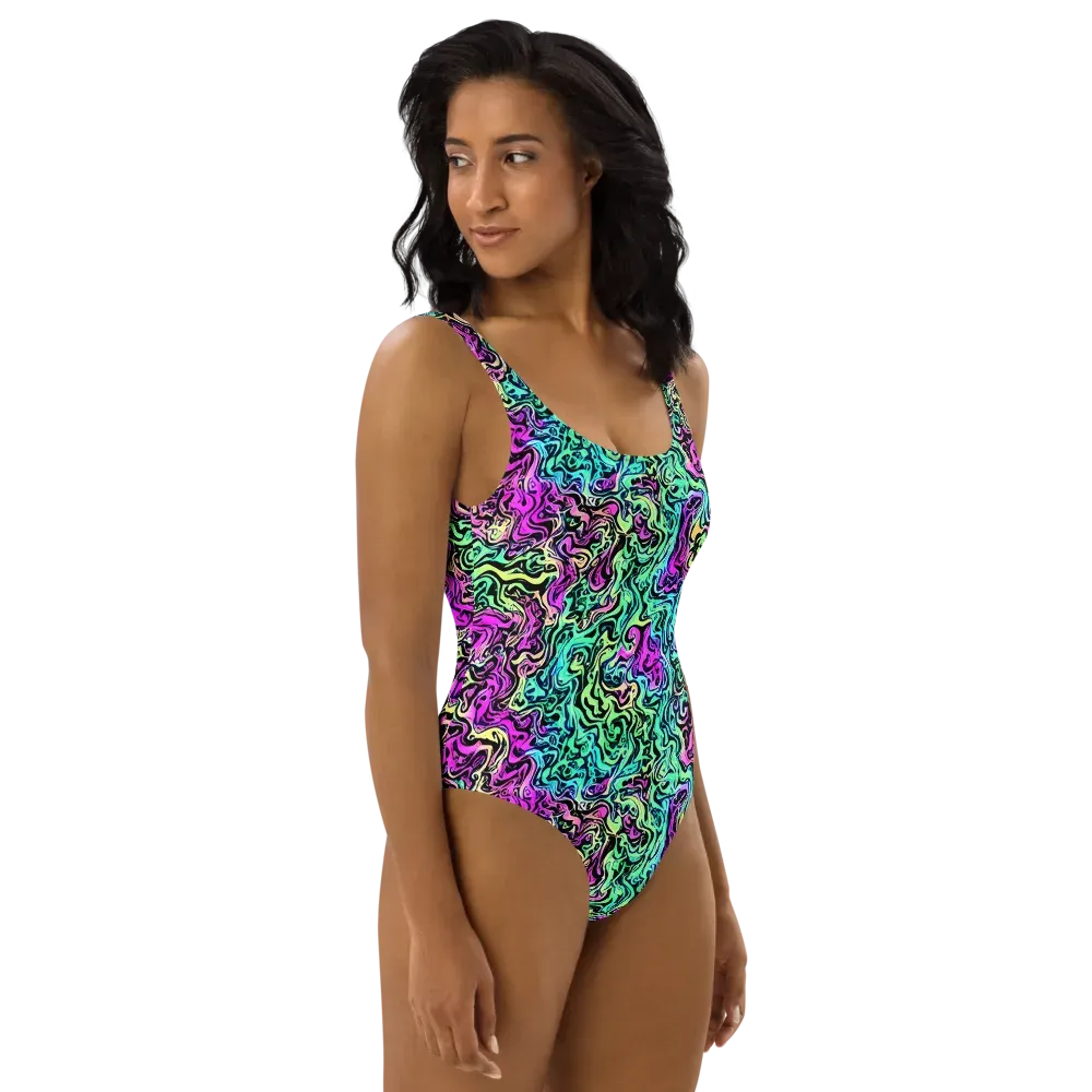 Color Shock on One-Piece Swimsuit — Right