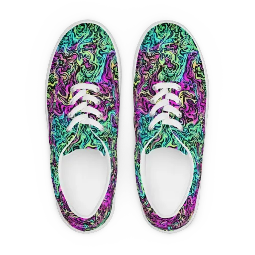 Color Shock on a Men's Lace-Up Canvas Shoes