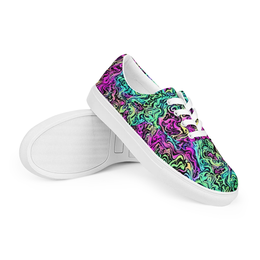 Color Shock on Men's Lace-Up Canvas Shoes — Right Front