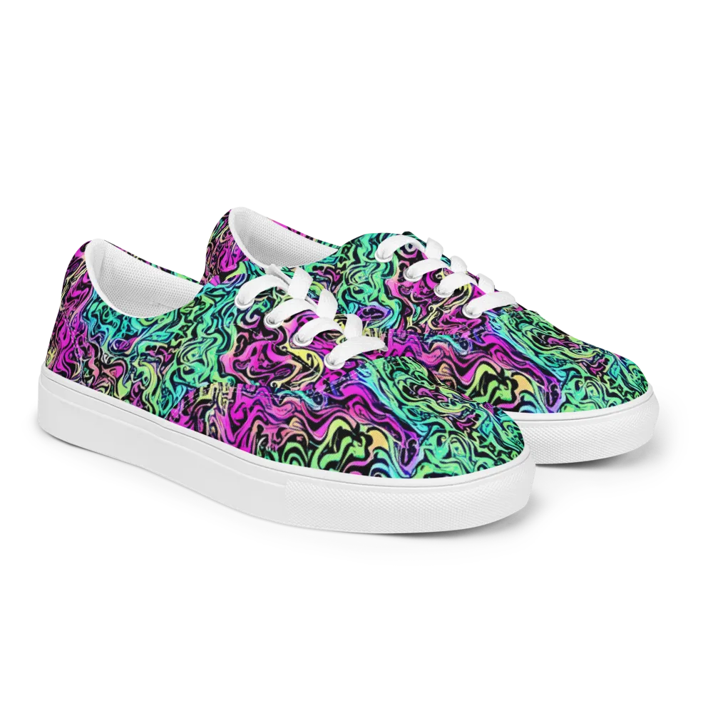 Color Shock on Men's Lace-Up Canvas Shoes — Right Front