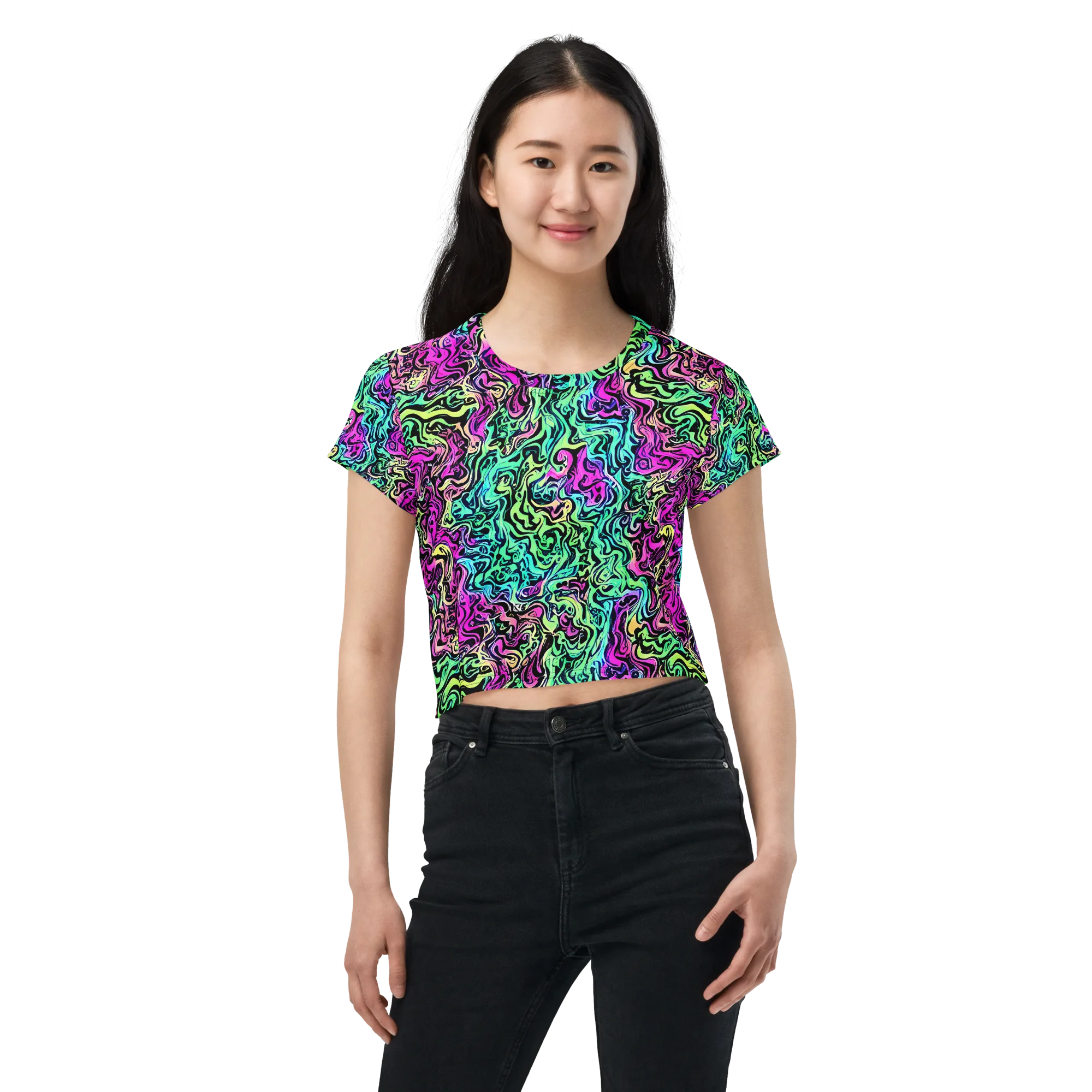 Color Shock on Crop Tee — Front