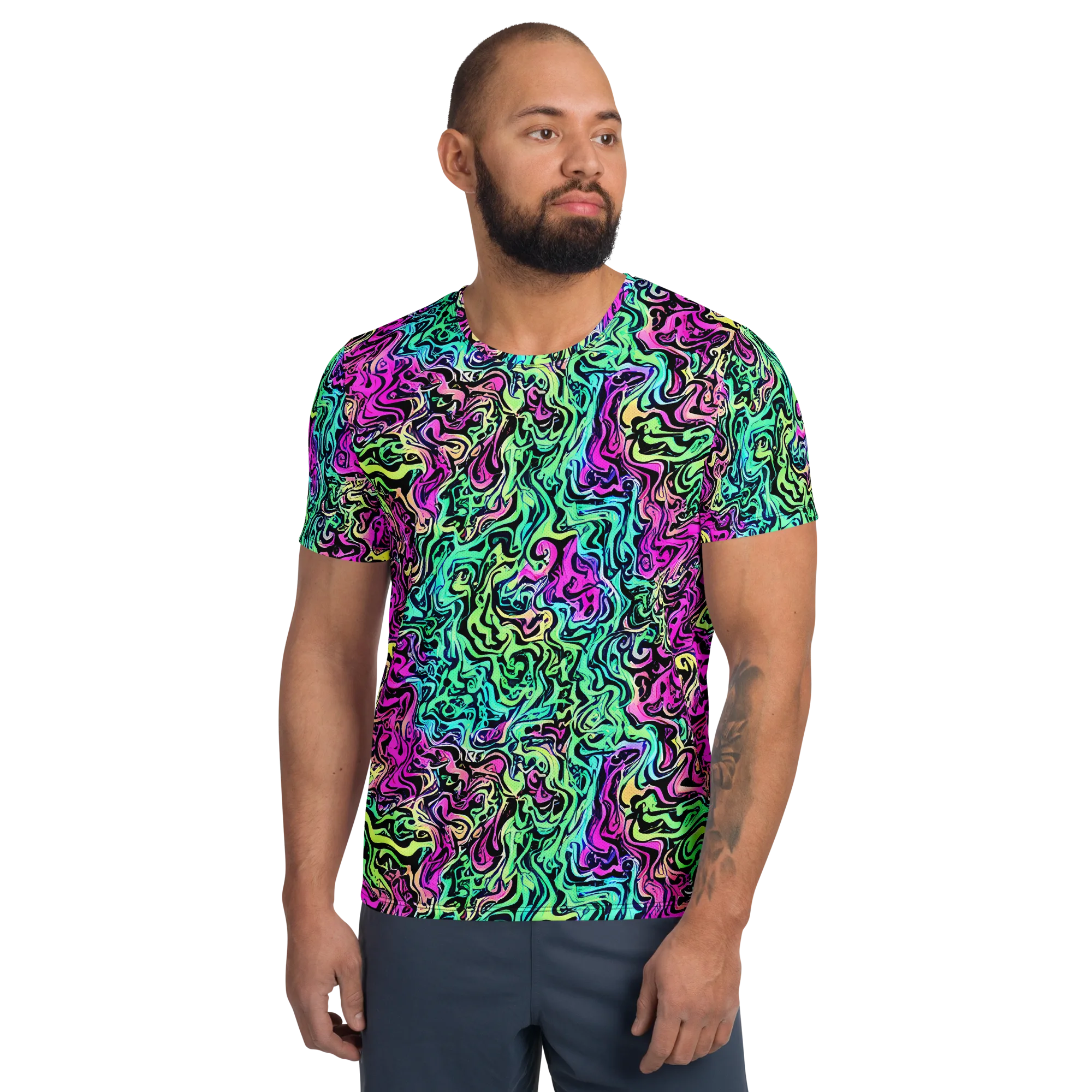Color Shock on Men's Athletic T-Shirt — Front