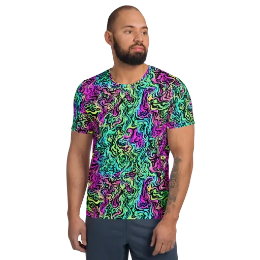 Color Shock on a Men's Athletic T-Shirt