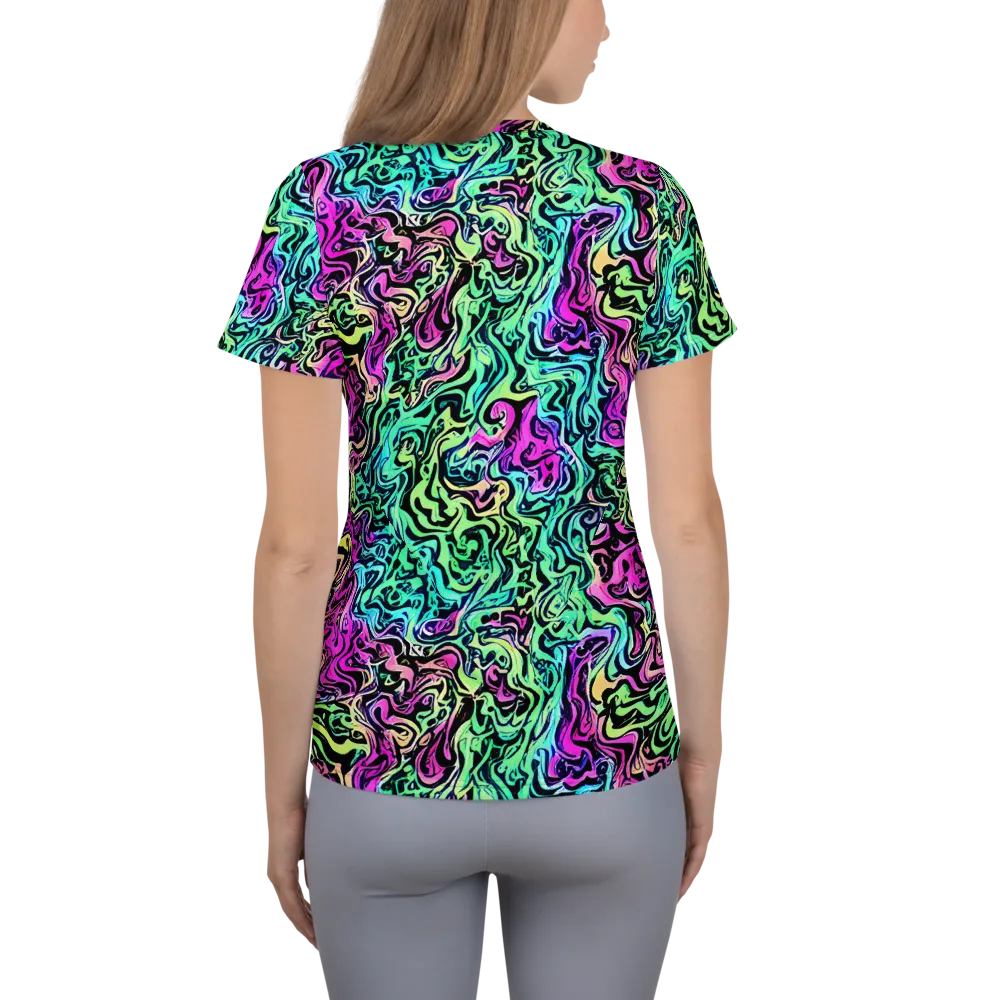 Color Shock on Women's Athletic T-Shirt — Back