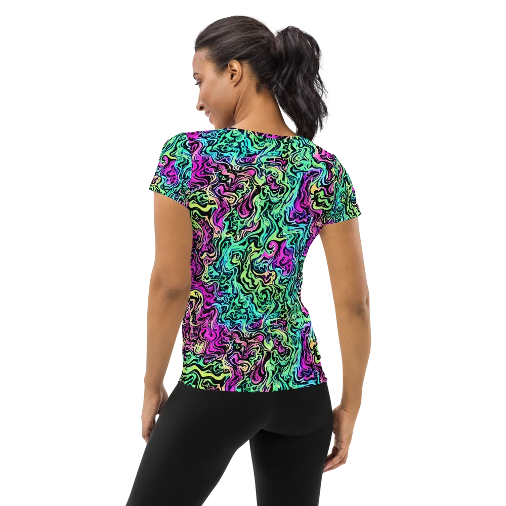 Color Shock on Women's Athletic T-Shirt — Back
