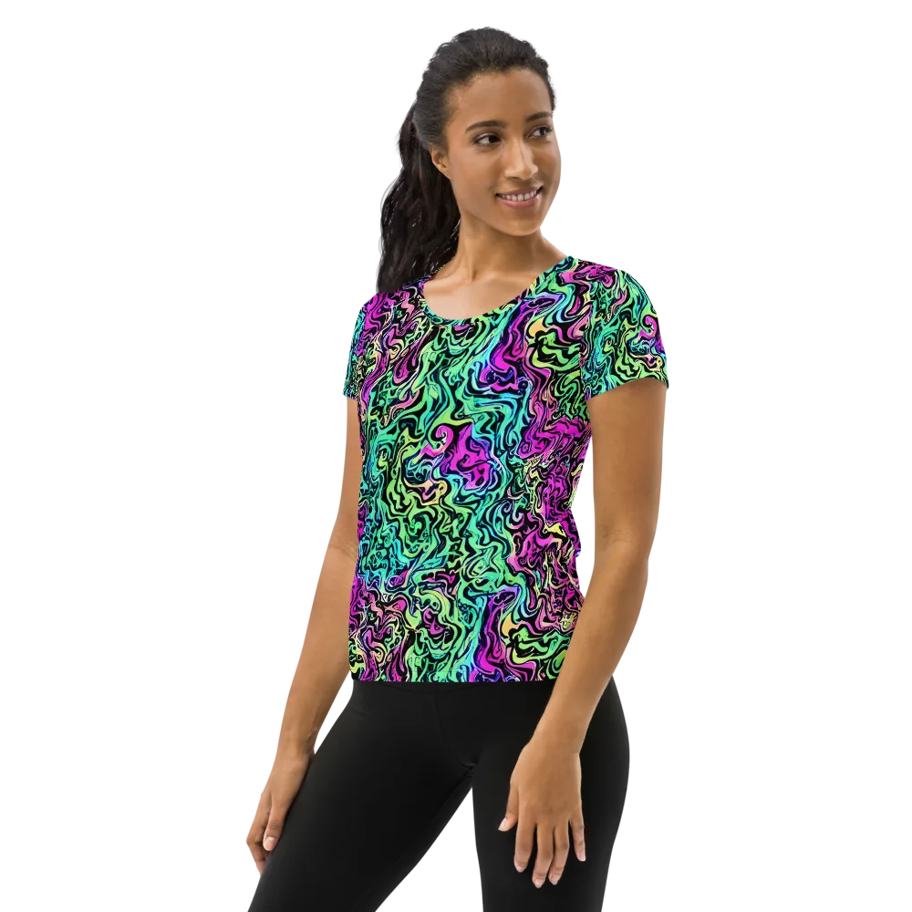 Color Shock on Women's Athletic T-Shirt — Left