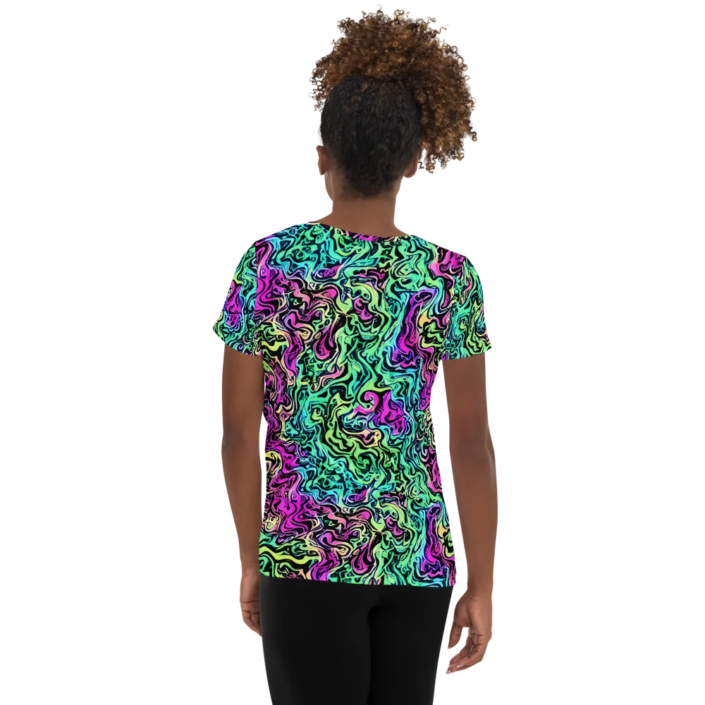 Color Shock on Women's Athletic T-Shirt — Back