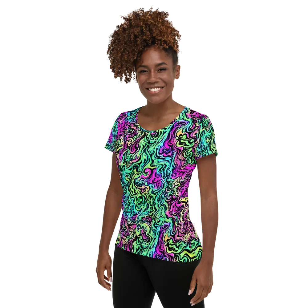 Color Shock on Women's Athletic T-Shirt — Left