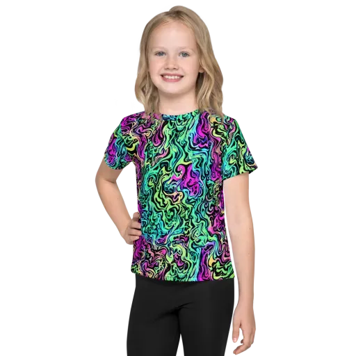 Color Shock on a Kids Crew Neck T-Shirt