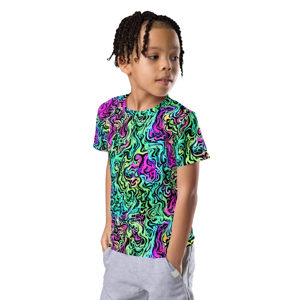Color Shock on Kids Crew Neck T-Shirt — Left Front