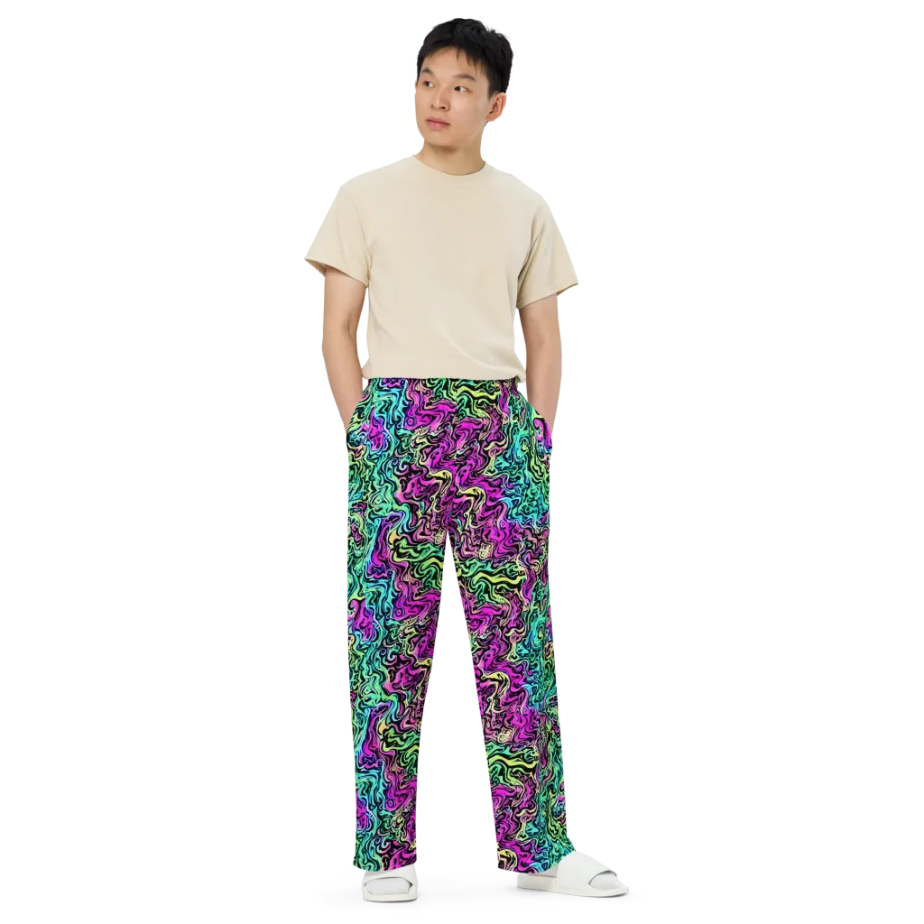 Color Shock on Wide-Leg Pants — Front