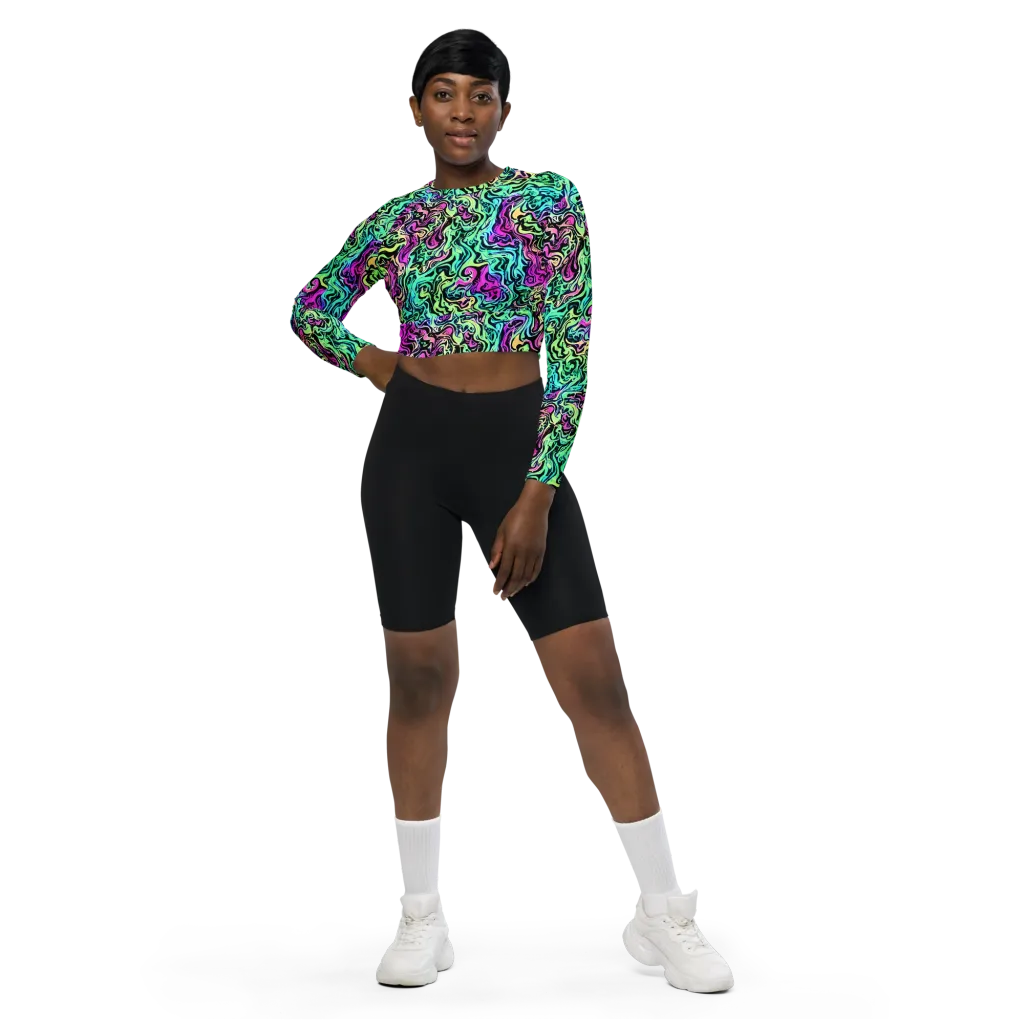 Color Shock on Long Sleeve Crop Top — Front