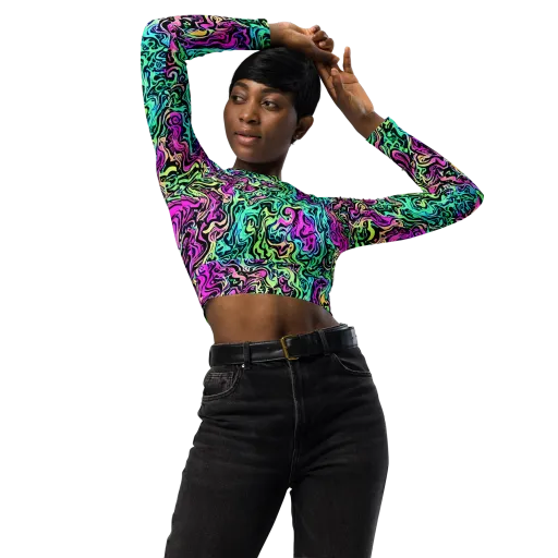 Color Shock on a Long Sleeve Crop Top