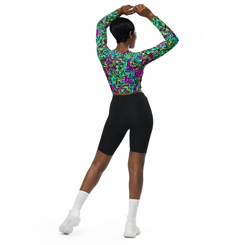 Color Shock on Long Sleeve Crop Top — Back