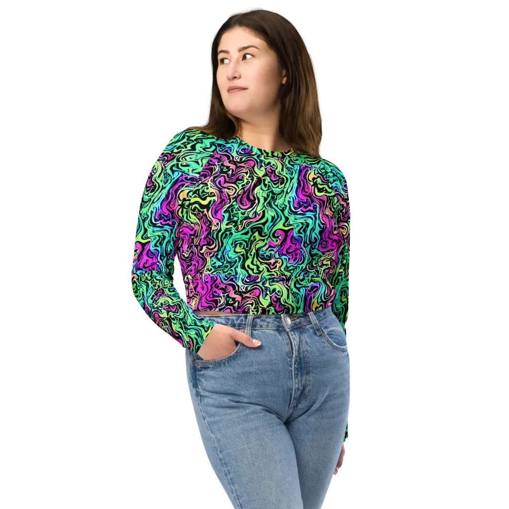 Color Shock on Long Sleeve Crop Top — Front