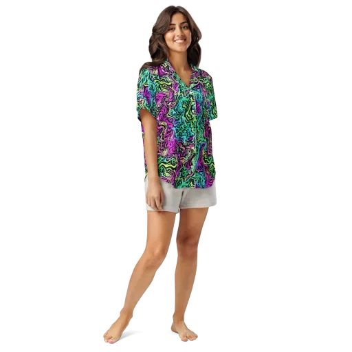 Color Shock on a Women's Short Sleeve Pajama Top