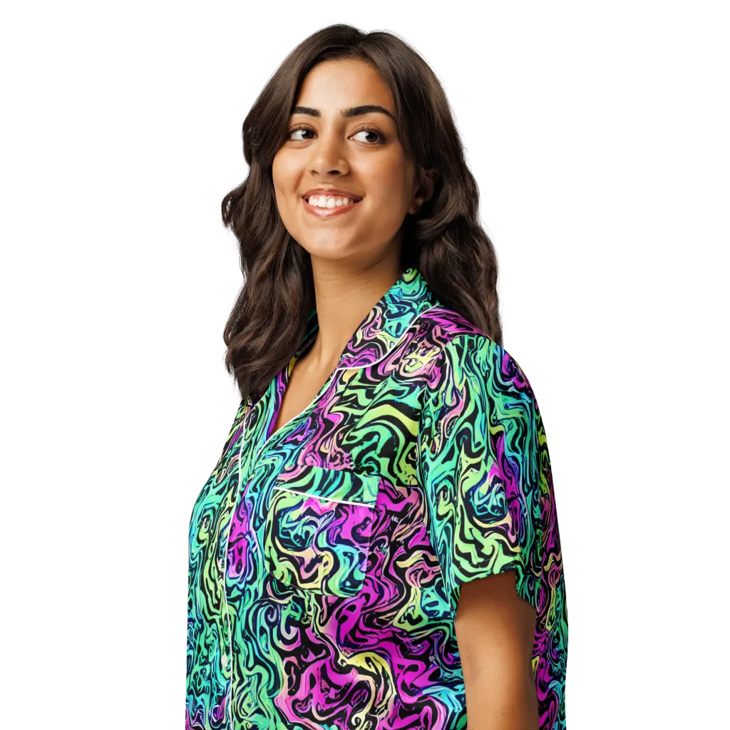 Color Shock on Women's Short Sleeve Pajama Top — Left Front