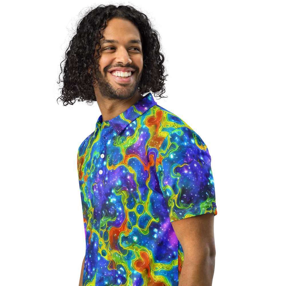 Starfire Maze on Men's Slim Fit Polo Shirt — Left Front