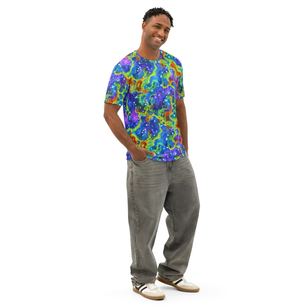 Starfire Maze on Men's Cotton Crew Neck T-Shirt — Right Front