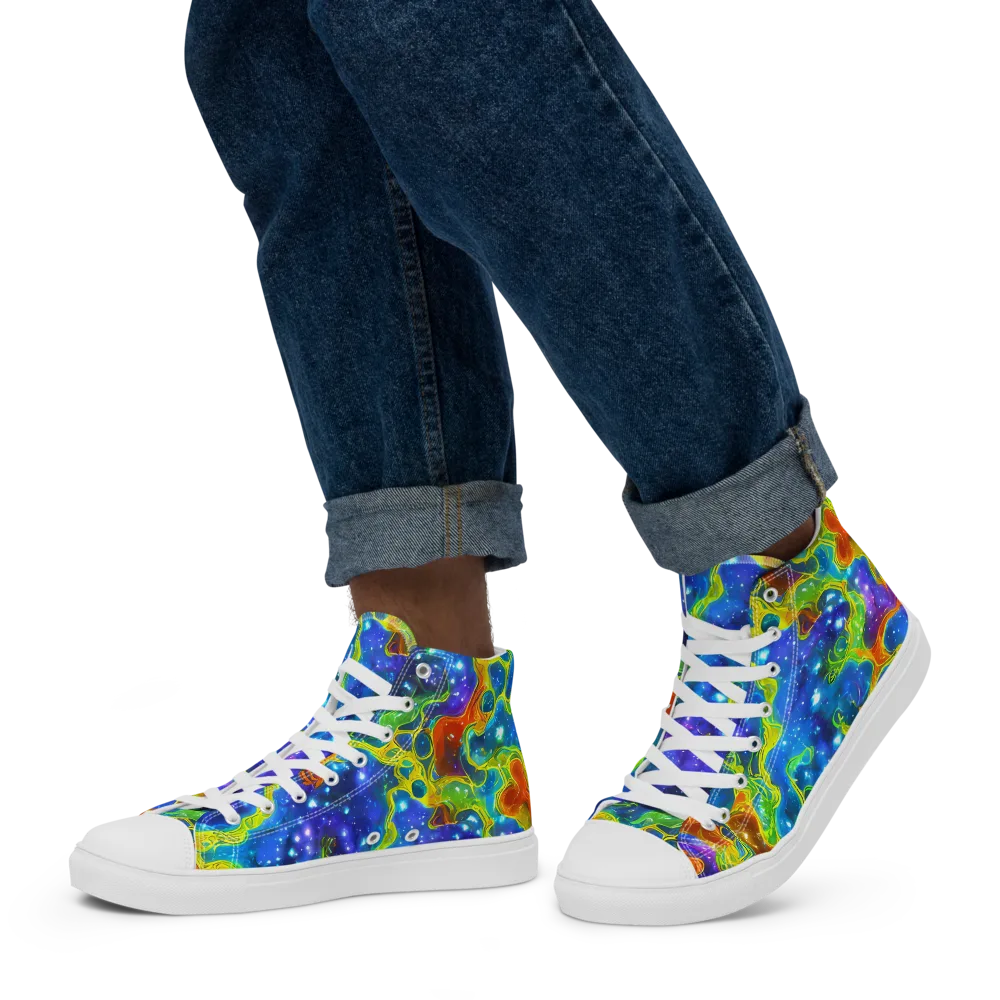 Starfire Maze on Men's High Top Canvas Shoes — Left