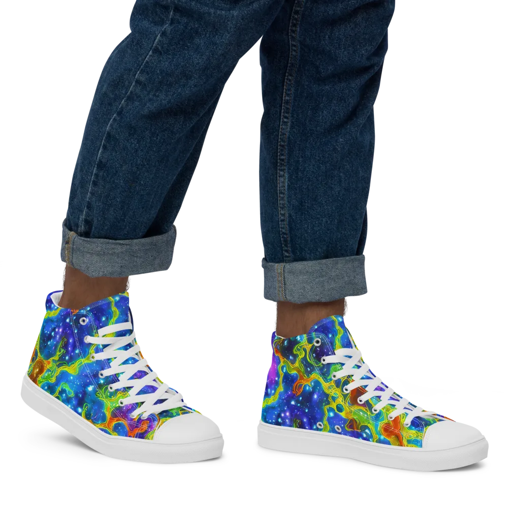 Starfire Maze on Men's High Top Canvas Shoes — Right