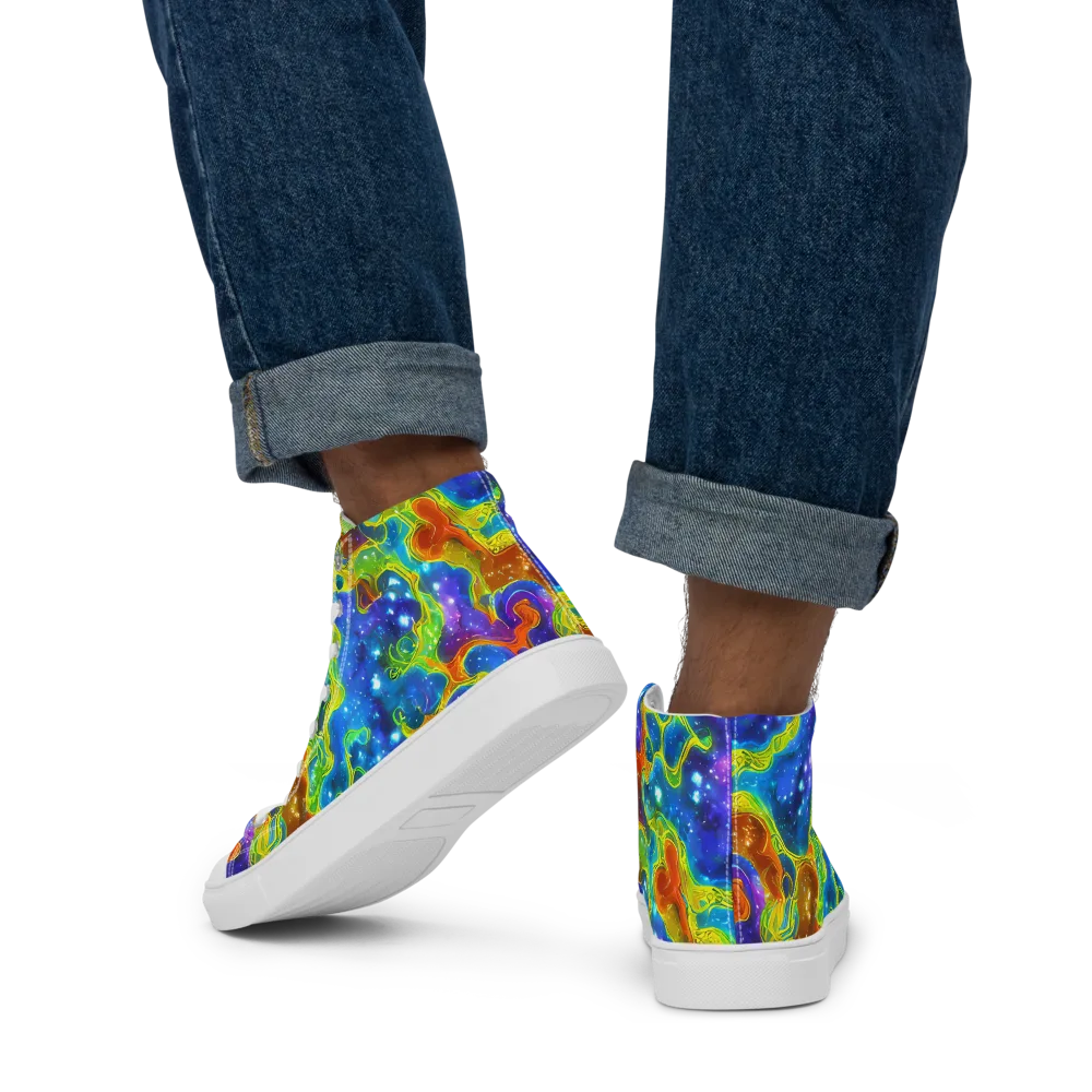Starfire Maze on Men's High Top Canvas Shoes — Back