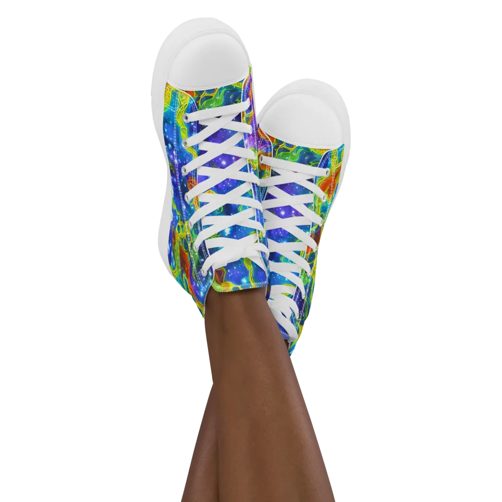 Starfire Maze on Women's High Top Canvas Shoes — Front