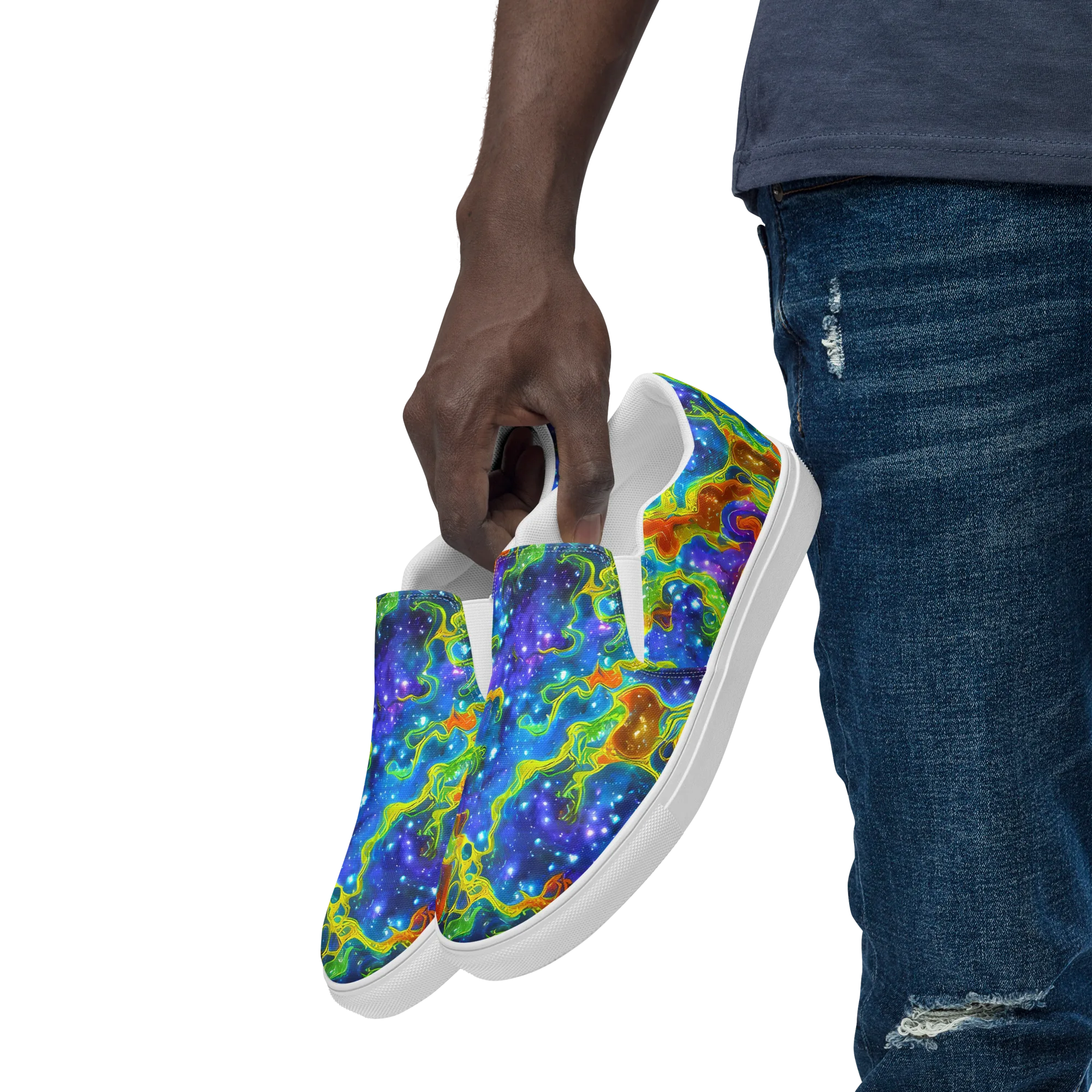 Starfire Maze on Men's Slip-On Canvas Shoes — Left Front