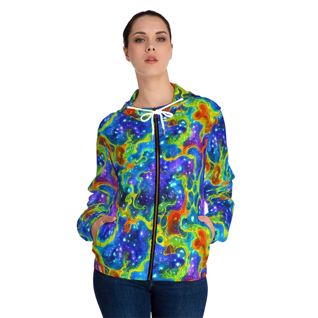 Starfire Maze on Women's Full-Zip Hoodie — Front On Person