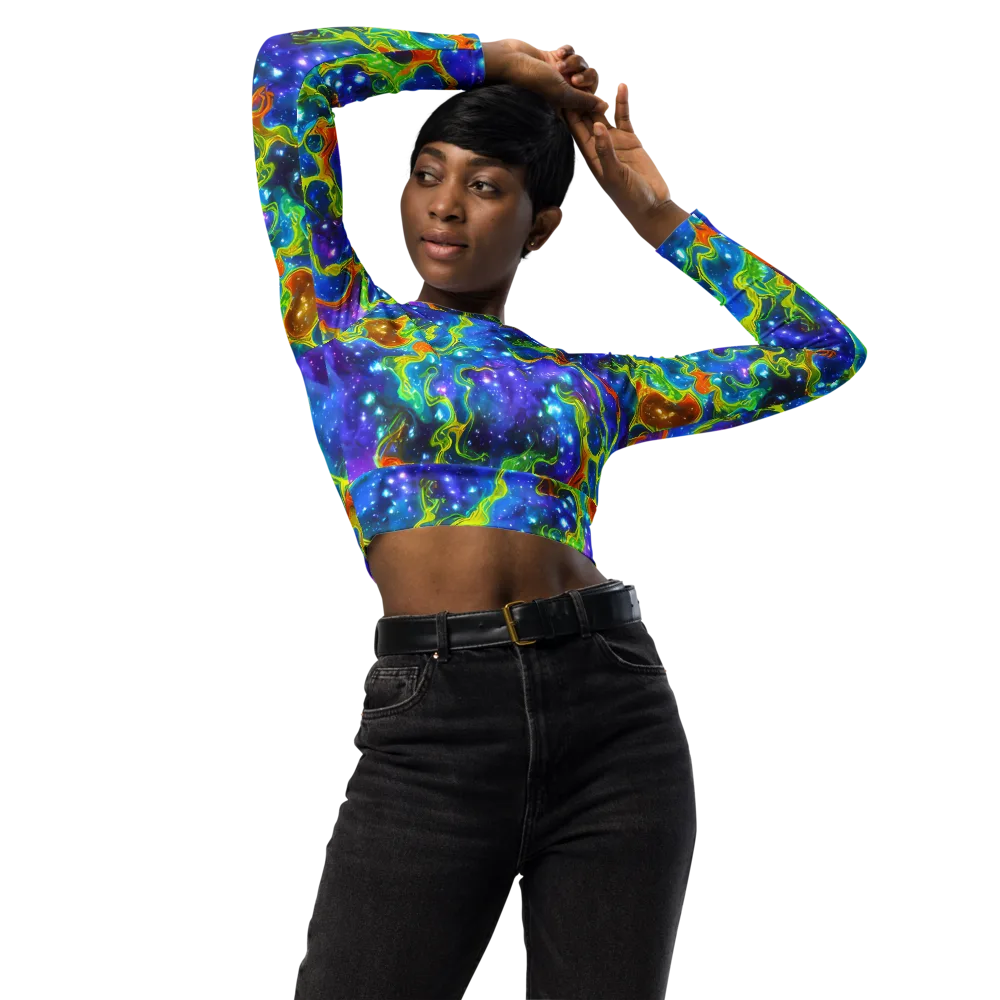 Starfire Maze on Long Sleeve Crop Top — Front