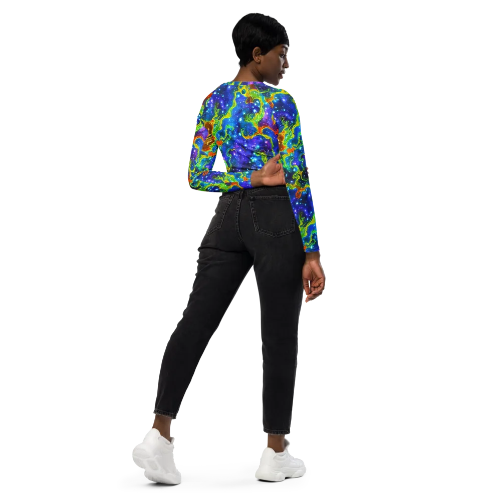 Starfire Maze on Long Sleeve Crop Top — Right Back