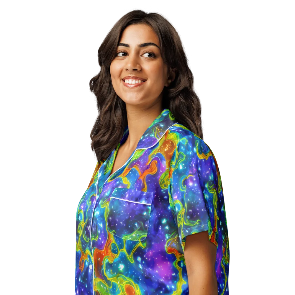 Starfire Maze on Women's Short Sleeve Pajama Top — Left Front