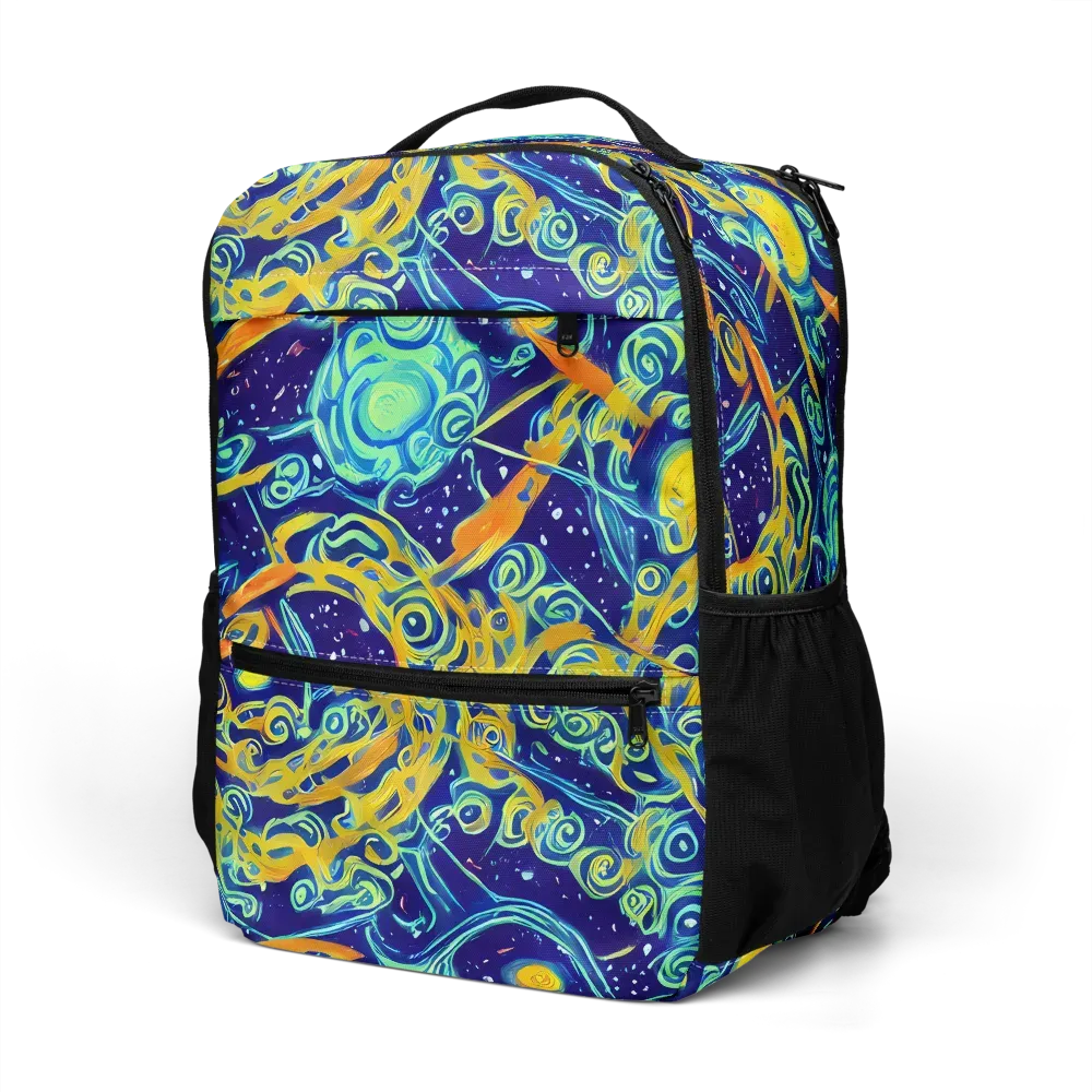 Blue Flame Cosmos on Utility Backpack — Left Front