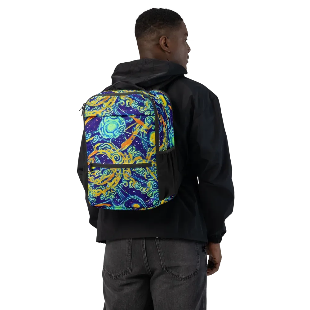 Blue Flame Cosmos on Utility Backpack — Back