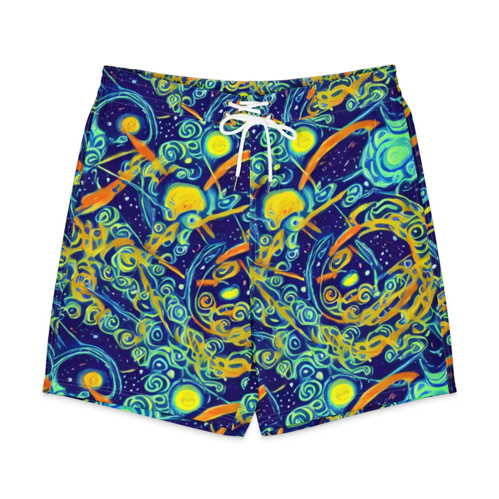 Blue Flame Cosmos on Men's Board Shorts — Front
