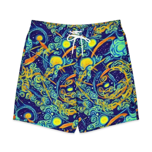 Blue Flame Cosmos on a Men's Board Shorts