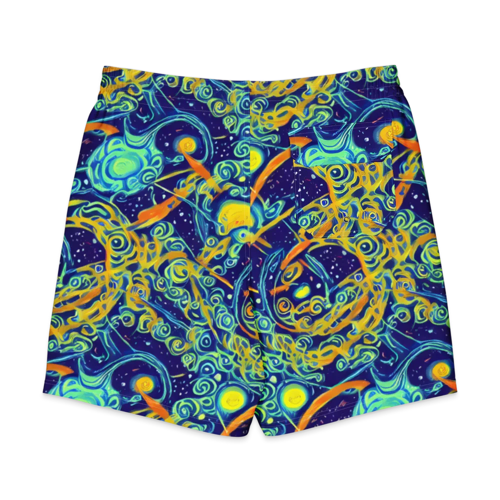 Blue Flame Cosmos on Men's Board Shorts — Back