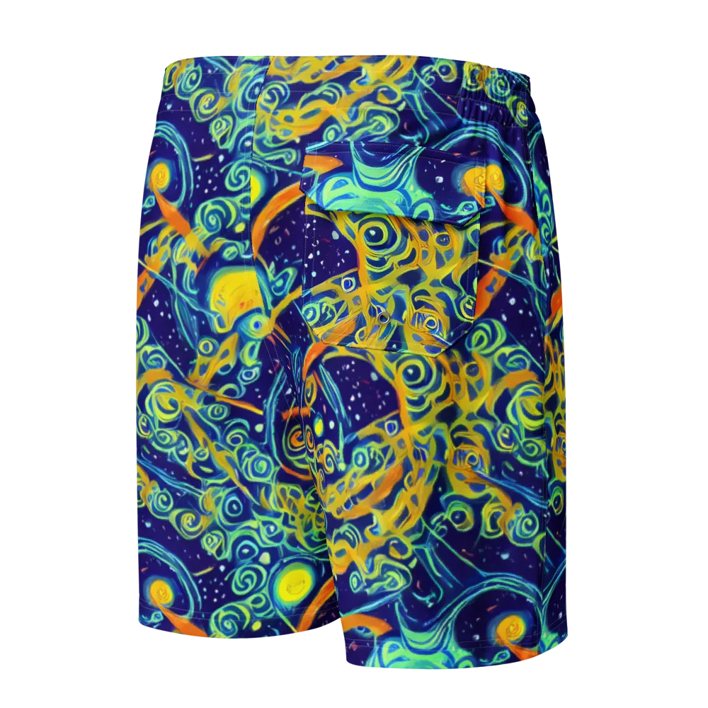Blue Flame Cosmos on Men's Board Shorts — Back