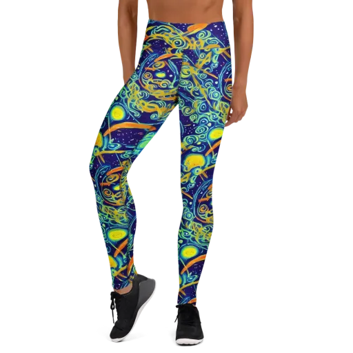 Blue Flame Cosmos on a Yoga Leggings