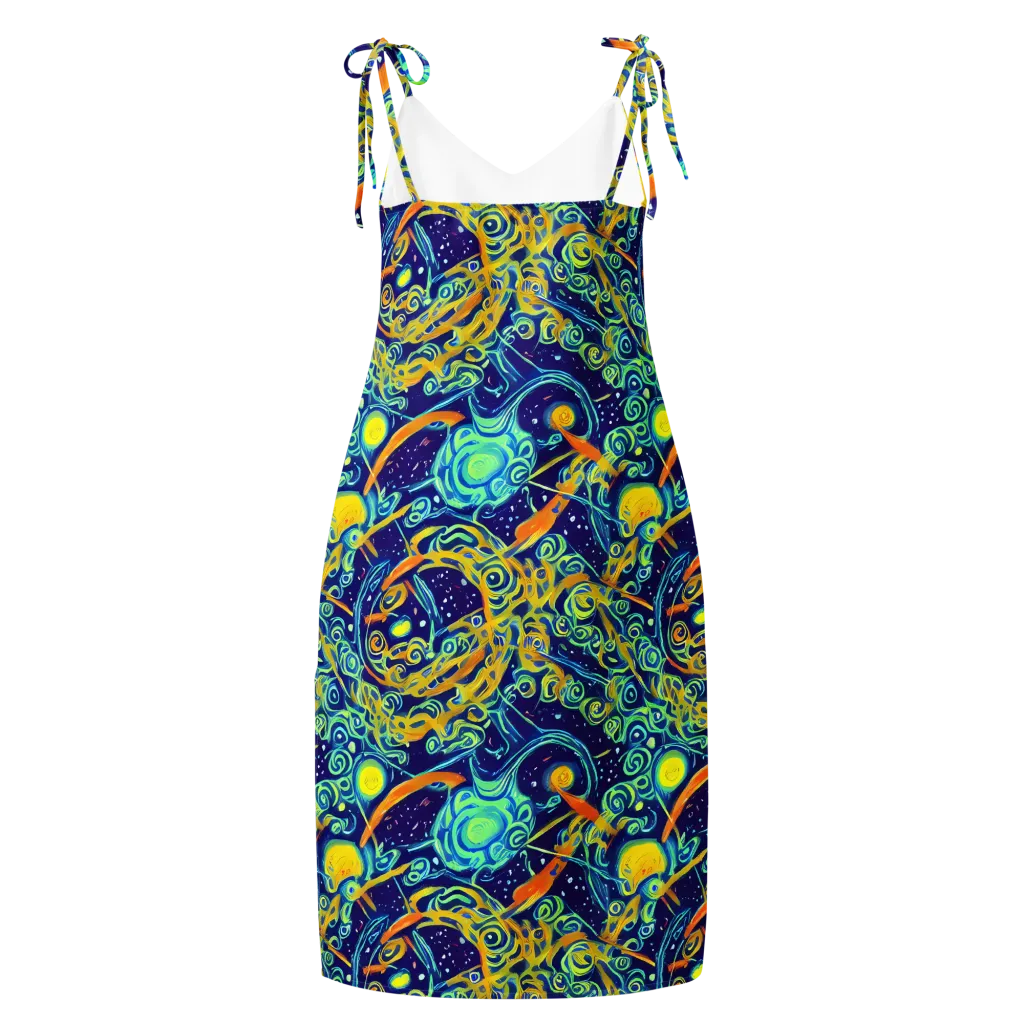 Blue Flame Cosmos on Slip Dress — Back