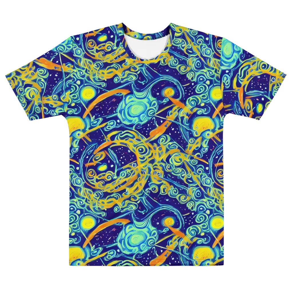 Blue Flame Cosmos on Men's Cotton Crew Neck T-Shirt — Front