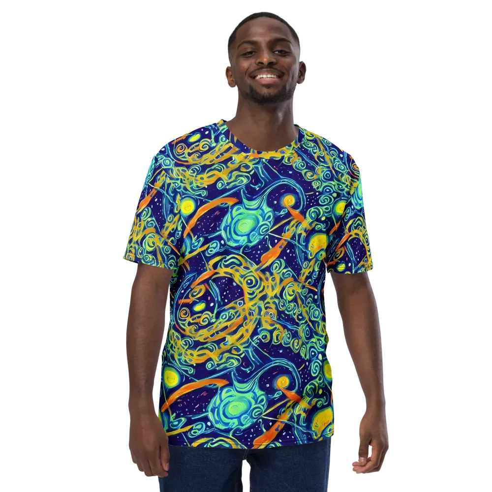 Blue Flame Cosmos on Men's Crew Neck T-Shirt — Front